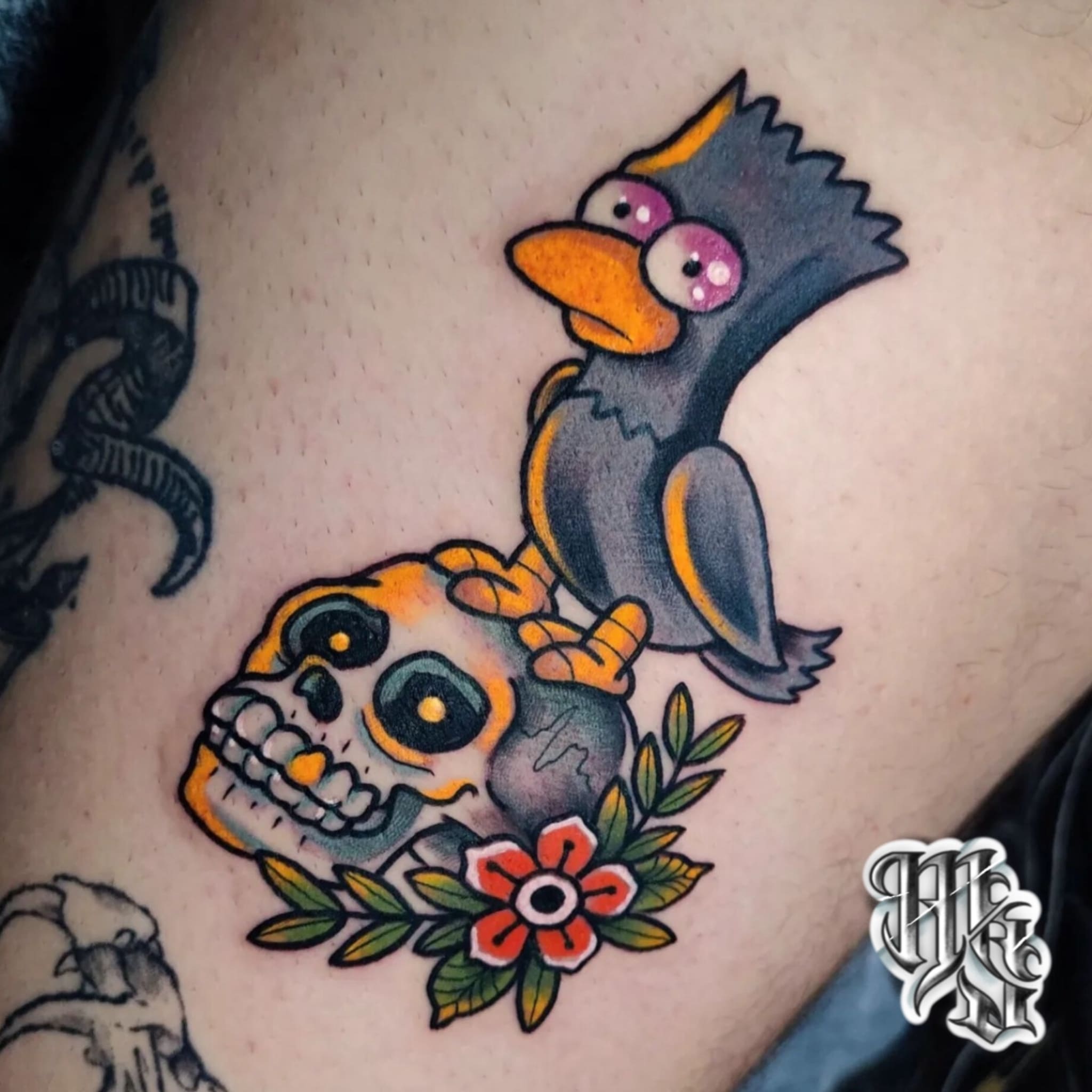 tatuaje de bart cuervo de shakespeare capitulo de la casa del arbol del terror de los simpsons,madrid