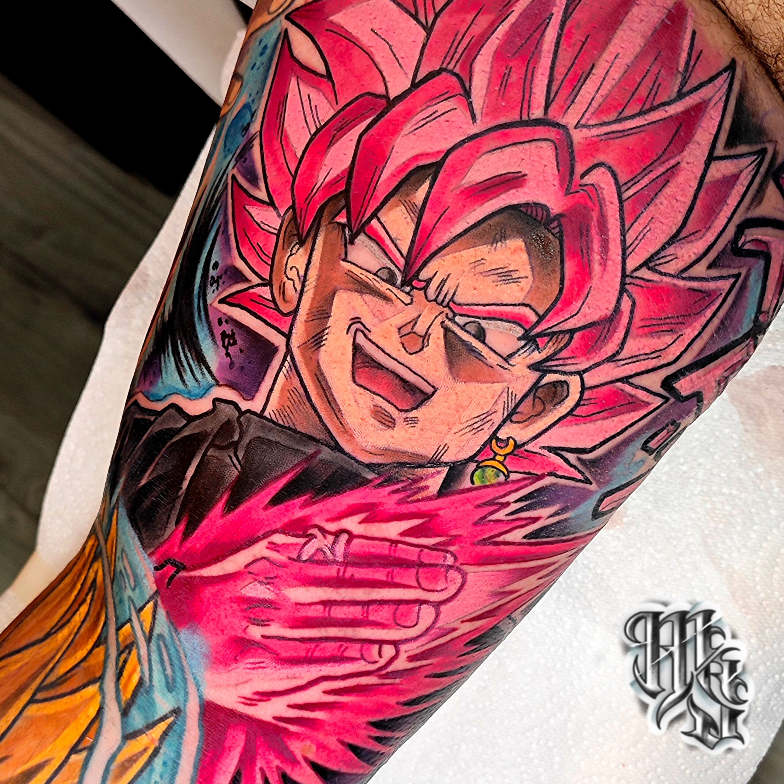 Goku black tatuaje de la serie dragon ball super a todo color en madrid